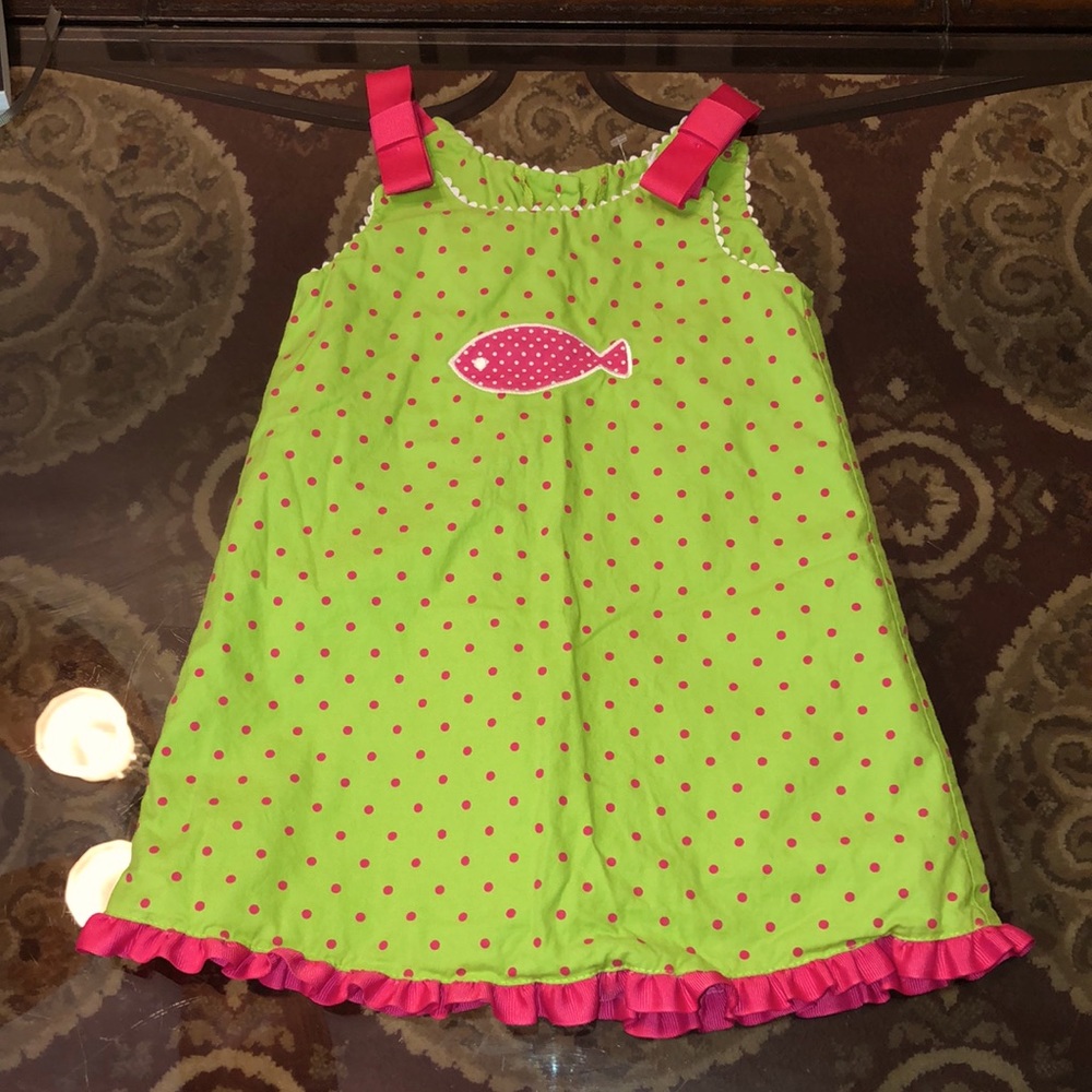 Mallory May green and pink fish dress